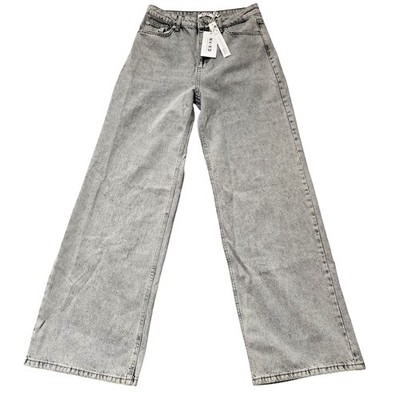 NA-KD Jeans Womens 40 Gray Straight Leg High Rise Relaxed Fit Denim NWT
