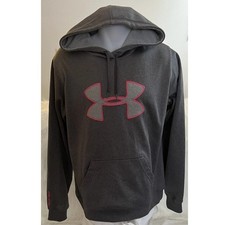 Under Armour Women's Size Medium Hoodie Gray Pink Logo Pullover Sweatshirt 0207