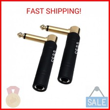 Guitar Plug Adapter Right Angle 1/4 Inch TS Female to 1/4 Inch TS Male, 6.35mm M