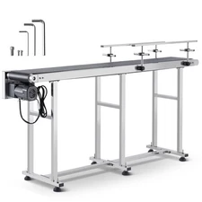 Belt Conveyor PVC Stainless Steel Belt Conveyor 71"x7.8" Double Guardrail