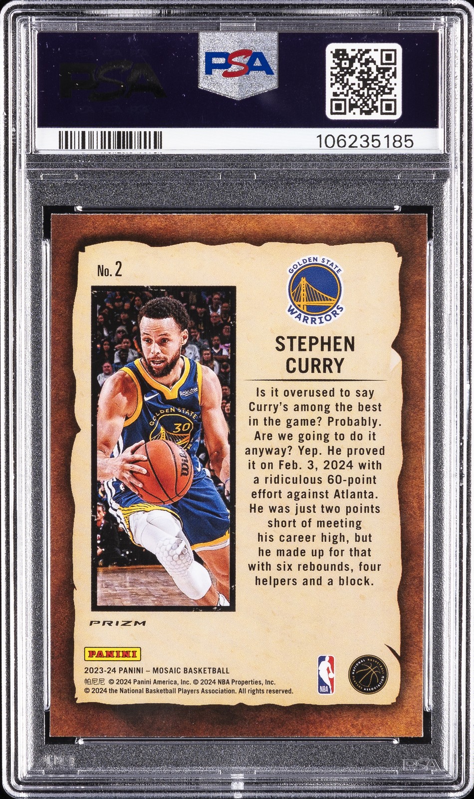 2023 PANINI MOSAIC NOTORIETY MOSAIC #2 STEPHEN CURRY PSA 10 view 2