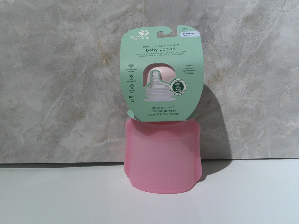 Bolsillo para alimentos Green Sprouts rosa claro de silicona y brotes 5 oz/0+ meses Foto 2 de 4