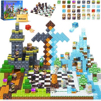 144PCS Magnetic Blocks - Mine Magnet World Chess Set, Magnetic Building Toys ...