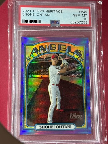 2021 TOPPS HERITAGE CHROME-HOT BOX REFRACTOR #245 SHOHEI OHTANI PSA 10 USED