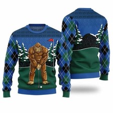 Bigfoot Golfing Ugly Christmas Sweater ps6 22