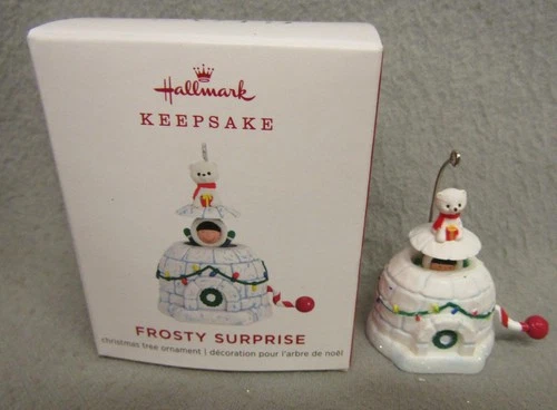 2019 Miniature Hallmark FROSTY SURPRISE Jack-in-Box with crank Inuit & Bear NIB