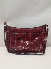 Sunco Vintage Burgundy Eel Skin Shoulder Bag w/ Zip Gold Hardware Buckle Accent