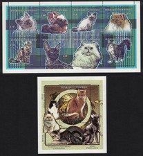 Cats 8v Sheetlet+MS Central African Rep. 1998 MNH MI#1954-1961A+Block 603