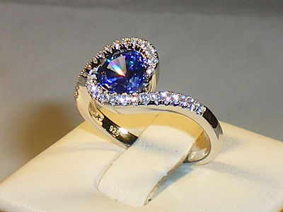 Bague Femme éternité Argent 925 - Saphirs Blancs Brillants, Neuve Sans Emballage