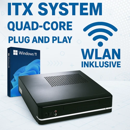 MINI ITX PC-System Computer Intel Quad-Core | 8 GB RAM | SSD | Windows 11 | WLAN