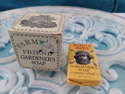 BURTS BEES Farmers Friend Gardeners Soap 6 oz Cube Bar Earth Friendly & .8oz Bar