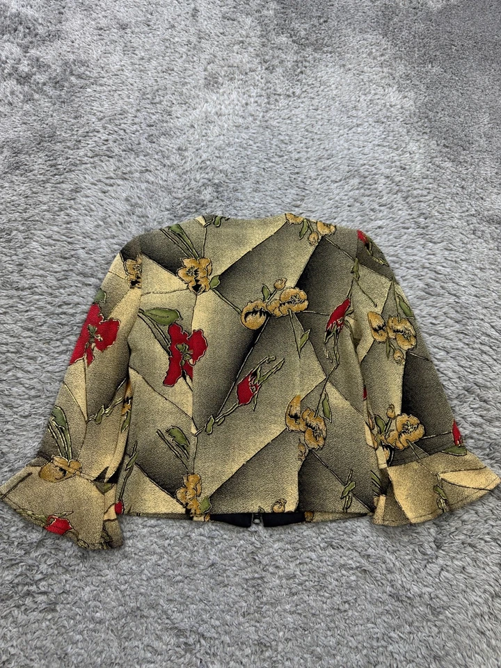 Chaqueta Joseph Ribkoff Mujer 6 Dorado Floral Cremallera Completa Corto Campana Cremallera Brocado Abrigo Foto 2 de 4