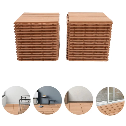 30X Plastic Interlocking Deck Tiles Dark Wood Grain Outdoor Patio Pavers 12"x12"