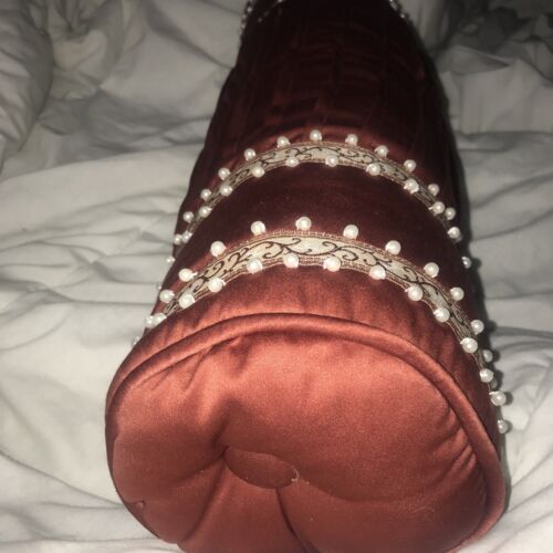 Vtg Pillow Lumbar Beaded Victorian Casa Cristina Decorative Pillow 19”x 6” Lace - 第 1/11 張圖片