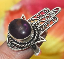Amethyst Gemstone Hamsa Hand Style Ring Us Size 5" U329-A122