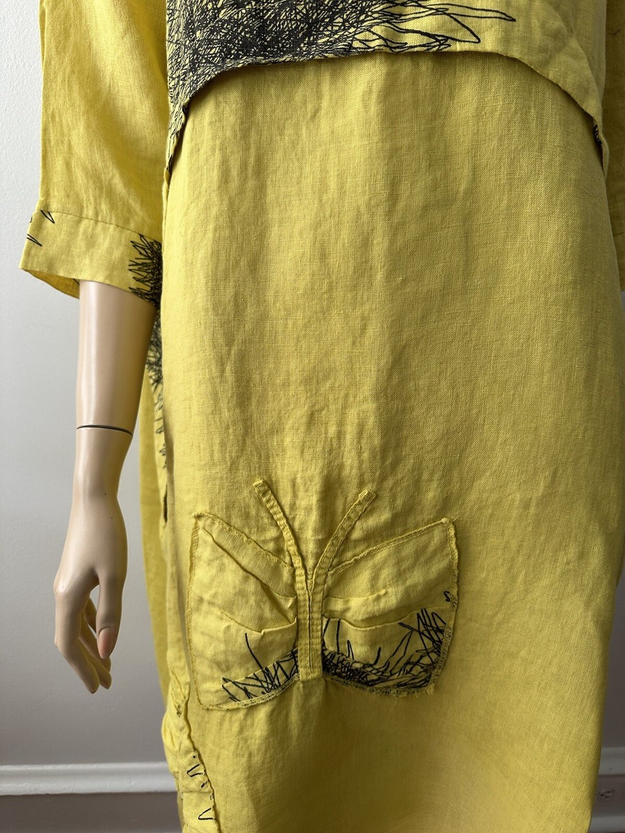 NWT KLASIKS BAMBOO 100% LINEN POCKETS 1/2 SLEEVES BOHO MIDI DRESS SIZE  M/L/XL | eBay