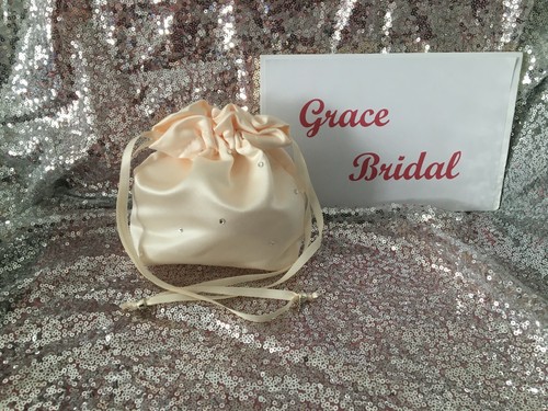 CREAM DIAMANTE DUCHESS SATIN DOLLY BAG B/MAID PROM FLOWER GIRL*UK MADE/SELLER* - Picture 4 of 6