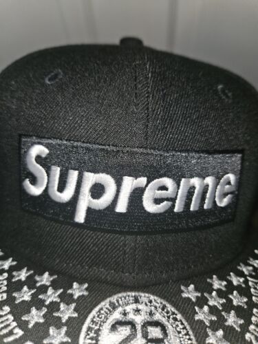 NWT 2018 Supreme SS18 Box Logo Brown Monogram New Era Hat S 7 3/4 Rare  AUTHENTIC