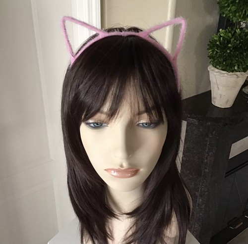 NEW Cat Ears Hair Headband Pink Fuzzy Kitten Halloween Party Costume Crafts Girl - Picture 6 of 12