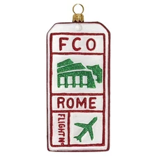 Joy to the World Rome Italy Luggage Tag Polish Glass Christmas Tree Ornament