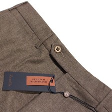 Zanella NWT Stretch Dress Pants Size 32 US Curtis In Brown Melange 100 Wool