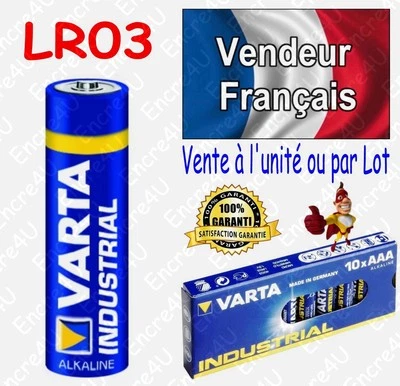 Piles LR3 LR03 AAA VARTA INDUSTRIAL MN2400 Alcaline x 1 2 4 8 10 20 30 40 50 100
