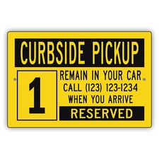 Custom Sign Curbside Pickup Personalized Text Number Car Reserved Aluminum Sign