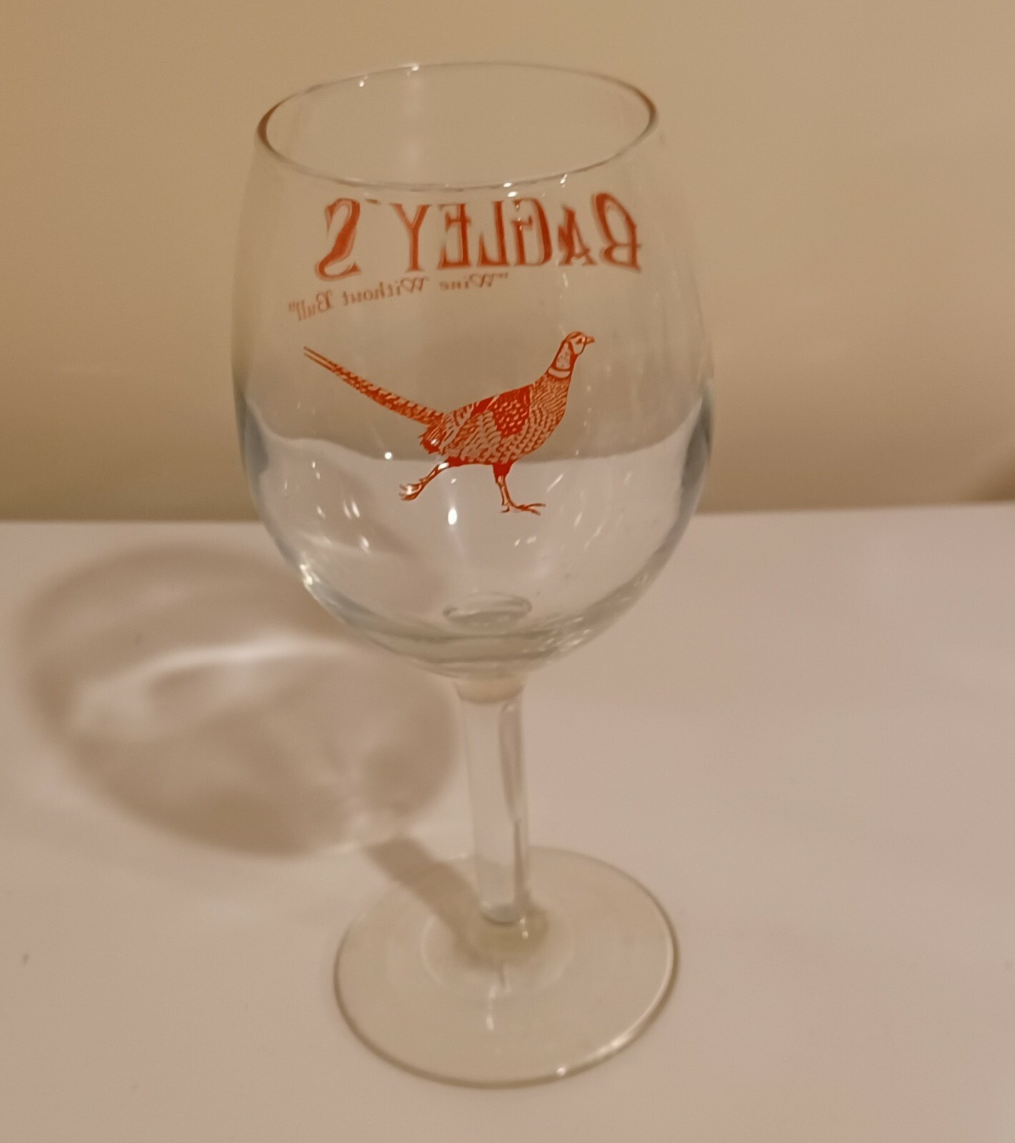 Bagley's Winery Wine Glass "Wine Without Bull" Red Logo New York eBay