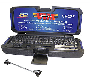 VIM Tools TESTEL Half Cut Stubby Bit-Set – 77-teilig Mit Torx, Sechskant & Adapter Für Enge Räume