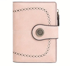 Retro Women Wallet Multi-card Zipper Buckle Short Small Wallet Pink