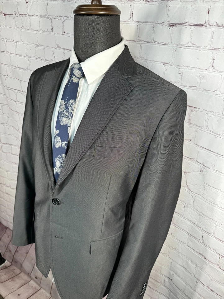 AMERICAN RAG 男式灰色 X-SLIM Fit 2 纽扣运动外套夹克尺寸 44R — 第 3/4 张图片