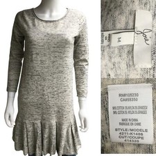 JOIE Dress Women's size M Gray Tala Pleated Sweater Dress Drop Waist *C*