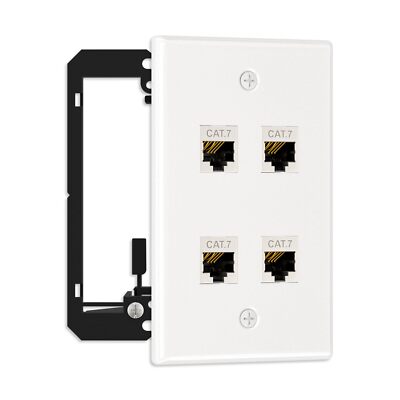 Ethernet Wall Plate with Mounting Bracket, 4 Port Keystone Wall Plate with Br...