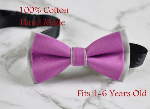 Baby Boy Kids 100% Cotton 2 Layers Bow Tie Wedding Pink NAVY BLUE Yellow Grey - Picture 74 of 88