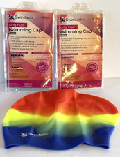 Swimming Cap Swimtastic Silicone Long Hair Tye Dye Swim Set of 2 Caps