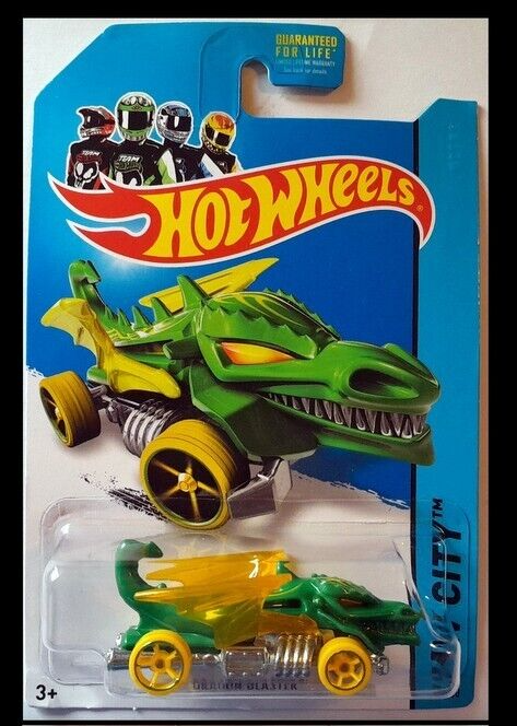 Hot Wheels Green and Yellow Dragon Blaster Car #69 2014 Package Issues