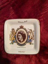 Vintage:  Victoria B.C. Sandland Ware ashtray Queen Elizabeth II Coronation