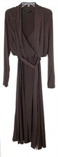 LAFAYETTE 148 Brown Jersey Gathered Faux Wrap Circle Skirt Maxi Dress XL = 16 US