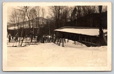 People Skiing at Snow Valley in Manchester Vermont. Real Photo Postcard RPPC