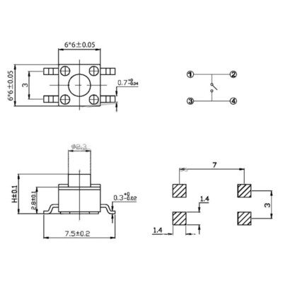 5 pz 6x6x5mm Pannello Momentaneo Dispositivi A Montaggio Superficiale
