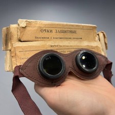 1960 Vintage USSR Welding Motorcycle Pilot Safety Glasses with Instructions Box