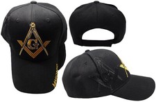 12 Pack Mason Baseball Caps Camo Hat Gold Square Masonic Symbol Compass Blackout
