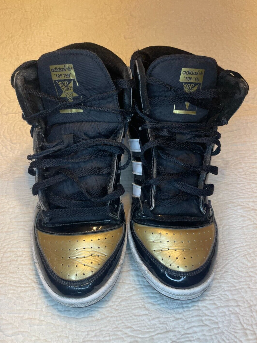 Adidas Top Ten Hi RB Original Men's Size 7 Black Gold White Adidas Top Ten Hi RB Original Men's Size 7 Black Gold White