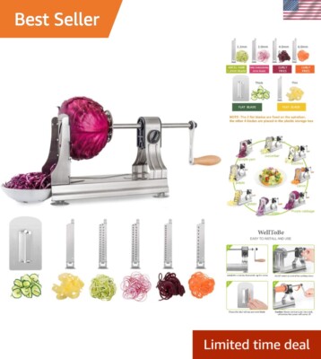 304 Stainless Steel 6-Blade Spiralizer   Effortlessly Create Veggie Noodles