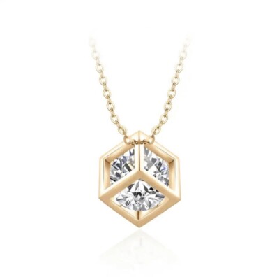 Halskette mit Anhänger 4 kt Laborgefertigt Gelbgold Schmuck Diamant Test bestanden