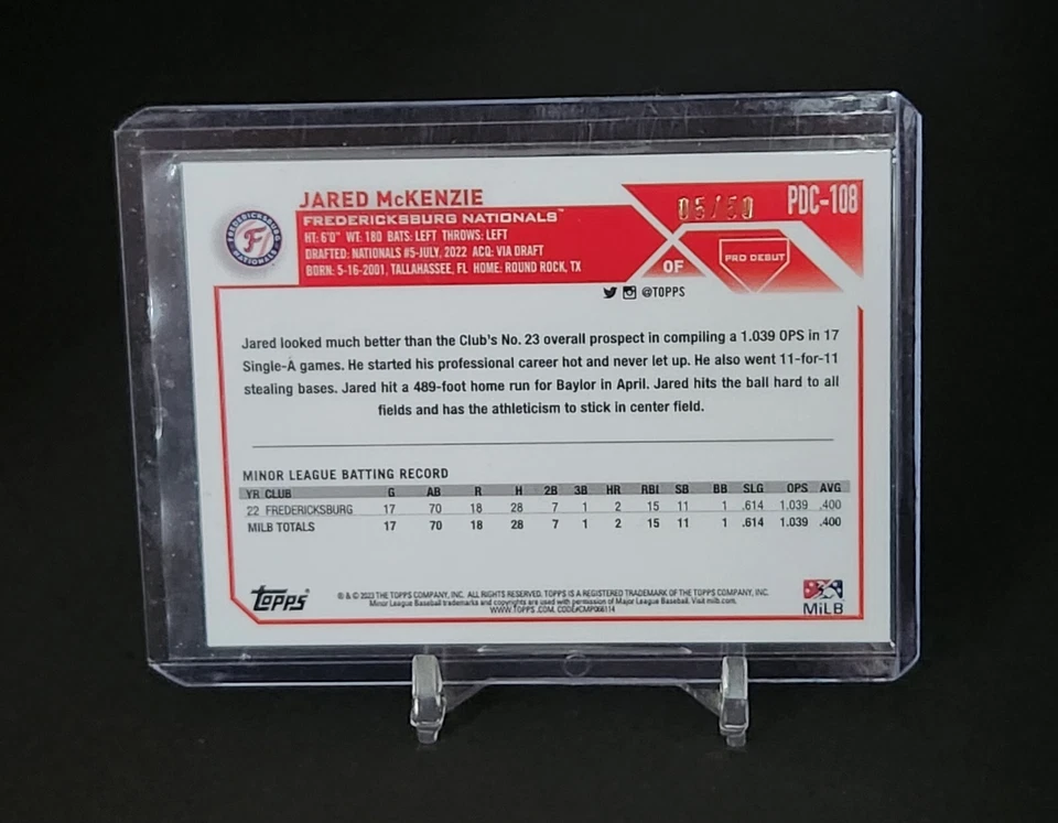 2023  TOPPS CHROME  Pro Debut Gold #PDC-108 Jared Mckenzie /50 - Image 2 of 3