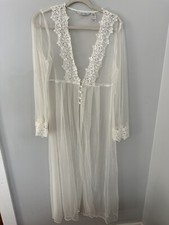Vintage Delicates white Sheer Wedding Robe Peignoir,Med