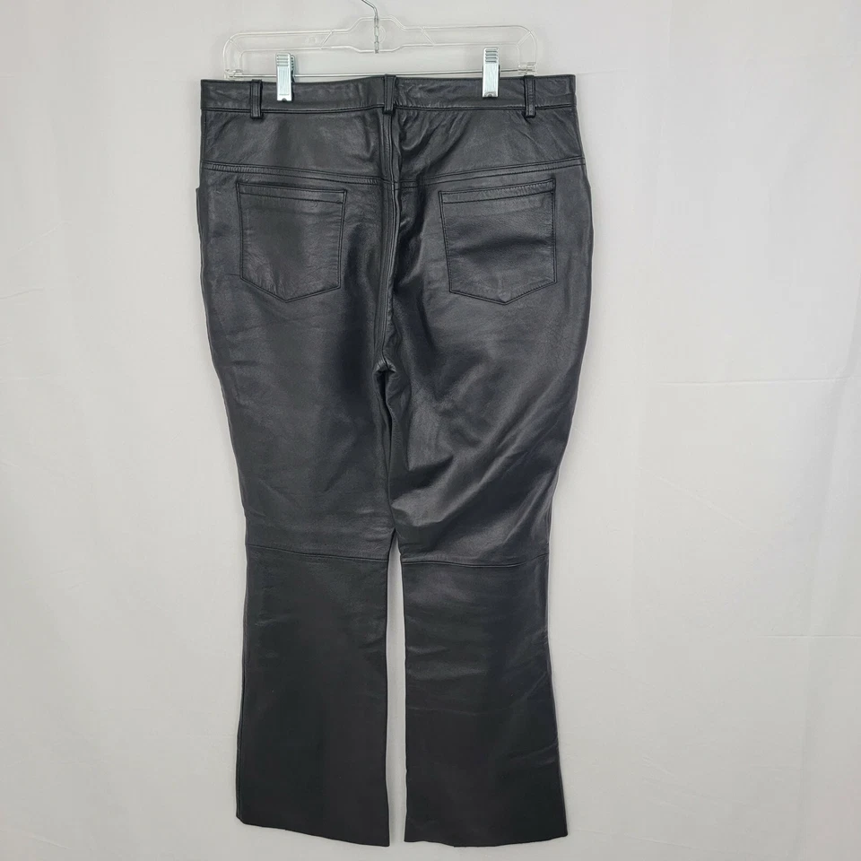 Pantalones de mujer MAG MAGASCHONI talla 12 cuero NEGRO corte bota dobladillos crudos grunge Y2K Foto 4 de 4