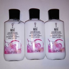 Set of 3 Bath and Body Works Lotion Rose Champagne Full Size 24 Hour Moisture