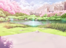 Anime cherry blossoms clouds landscape original Custom Gaming Mat Desk
